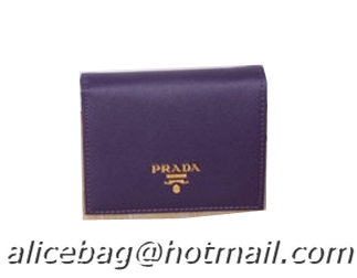 Prada Saffiano Leather Bi-Fold Wallet 1M0204 Purple