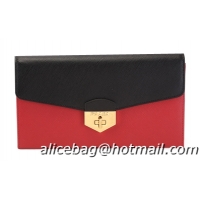 PRADA Saffiano Leather Flap Wallet 1M1311 Red&Black