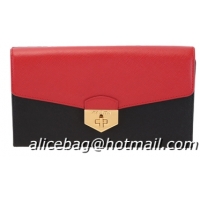 PRADA Saffiano Leather Flap Wallet 1M1311 Black&Red