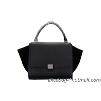 Celine Trapeze Top Handle Bag Original Calf&Nubuck Leather 8003 Black