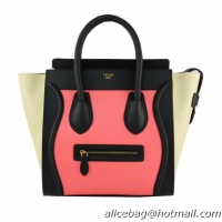 Celine Luggage Mini Bag Smooth Leather 88022 Light Red&Black