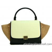 Celine mini Trapeze Top Handle Bag Original Leather C88039 Beige&Black&Wheat