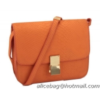 Celine Classic Box Small Flap Bag Original Snake Leather 11042 Orange
