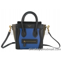 Celine Luggage Nano Bag Original Leather CL88029 Blue&Black&Khaki
