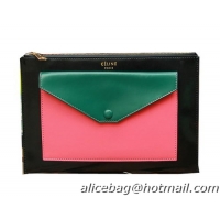 Celine Pocket Handbag in Seashell Smooth Calfskin 17538 Green&Pink