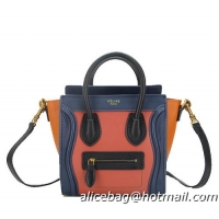 Celine Luggage Nano Bag Original Leather CL88029 Maroon&Royal&Orange