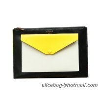 Celine Pocket Handbag in Seashell Smooth Calfskin 17538 Yellow&Black