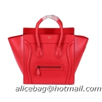 Celine Luggage Mini Boston Tote Bags Calfskin Leather CL3308 Red