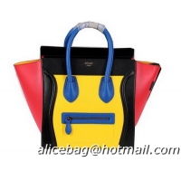 Celine Luggage Mini Boston Tote Bags Ferrari Leather CL3308 Yellow&Black&Red