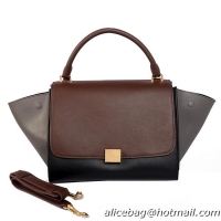 Celine Trapeze Bag Original Calfskin Leather C008B Brown&Black&Grey
