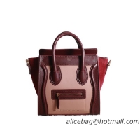 Celine Luggage Nano Boston Bag Original Suede Leather 3309 Wine