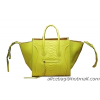 Celine Luggage Phantom Original Snake Leather Bags C3341 Fluorescence Yellow