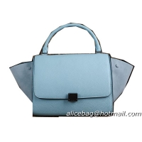 Celine Trapeze Top Handle Bag Original Grainy Leather 3342 Light Blue
