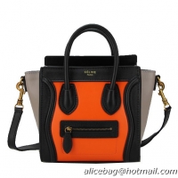 Celine Luggage Nano Bag Original Leather CL88029 Orange&Black&Grey