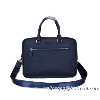 Prada Saffiano Leather Briefcase VA1052 Blue