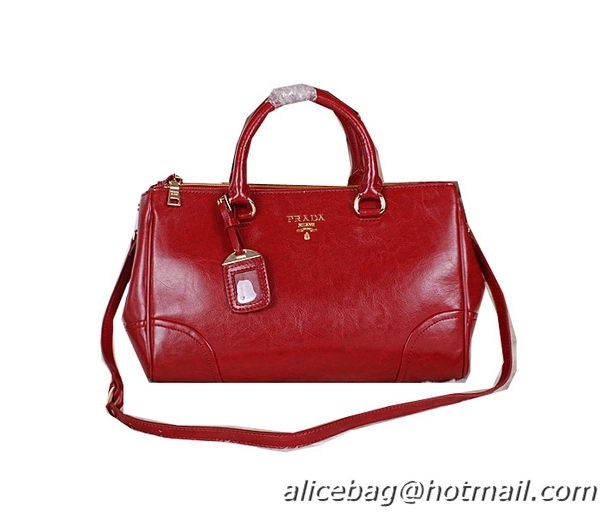 Prada Bright Leather Boston Bag BN6260 Red