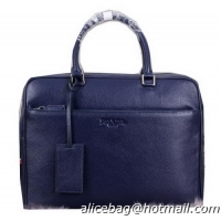 PRADA Grainy Leather Business Briefcase P002 Blue