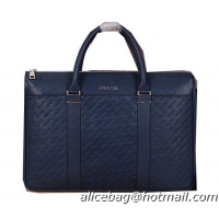 PRADA Calfskin Leather Business Briefcase P66231 Blue
