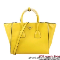 Prada Glace Calf Leather Tote Bag BN2619 - Yellow