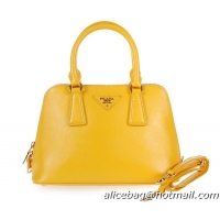 Prada Shiny Saffiano Leather Two Handle Bag BL0838 Lemon