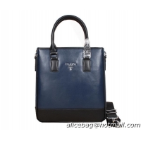 PRADA Smooth Calf Leather Tote Bag 118982 Blue