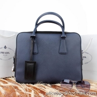 PRADA Saffiano Leather Briefcase VS0305 RoyalBlue&Black