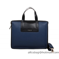 Prada Saffiano Calf Leather Briefcase 86051 Blue