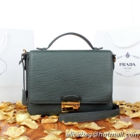 Prada Grainy Leather Mini Bag BT0966 Dark Green