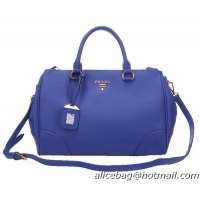 PRADA BN2324 Blue Litchi Leather Tote Bag