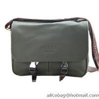 Prada Grainy Calf Leather Messenger Bag VA0768 Dark Green