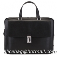 PRADA Saffiano Travel Calf Leather Briefcase VR0069 Black