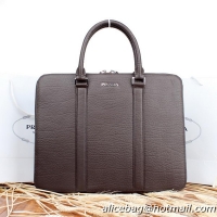 Prada Grainy Calf Leather Briefcase P020105 Brown