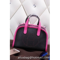 Hermes mini Boston Bag Grainy Leather H26 Black&Rosy