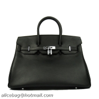 Hermes Birkin 35CM Tote Bag Black Smooth Leather H6089 Silver