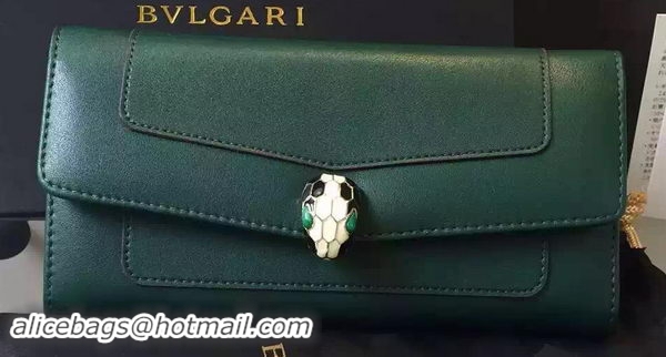 BVLGARI Wallet Pochette in Calf Leather BG0122 Green
