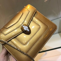 Duplicate BVLGARI Serpenti Forever metallic-leather shoulder bag 08962 gold