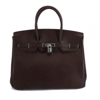Hermes Birkin 35CM Togo Leather Handbag 6089 Dark Coffee Silver