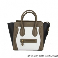 Celine Luggage Mini Bag Original Leather CL88022 White&Black&Khaki