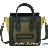 Celine Luggage Nano Bag Original Leather CL88029 Khaki&Black&Yellow