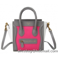 Celine Luggage Nano Bag Original Leather CL88029 Grey&Rose&White
