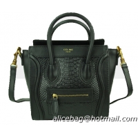 Celine Luggage Nano Bag Snake Leather CL88029 Black