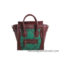 Celine Luggage Nano Boston Bag Original Snake Leather 3309 Green