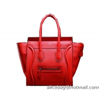 Celine Luggage Mini Boston Tote Bags Clemence Leather 3308 Red