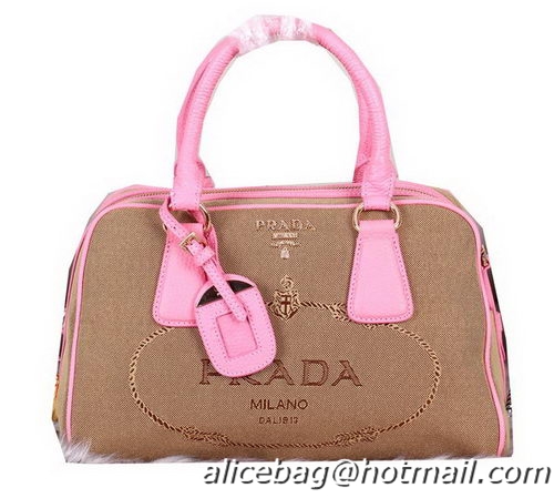 Prada Jacquard Nylon Fabric Boston Bag BN0867 Pink