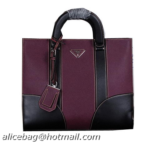 PRADA Saffiano Leather Business Briefcase P8673 Purple