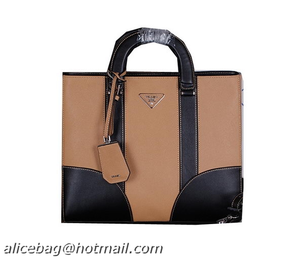PRADA Saffiano Leather Business Briefcase P8673 Brown
