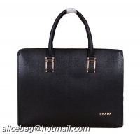 PRADA Calfskin Leather Business Briefcase S0103 Black