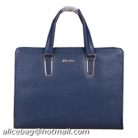 PRADA Calfskin Leather Business Briefcase S0133 Blue