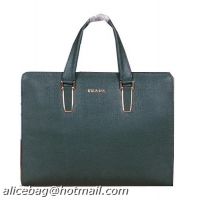 PRADA Calfskin Leather Business Briefcase S0133 Green