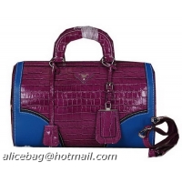 Prada Croco Leather Boston Bag BN8096 Purple